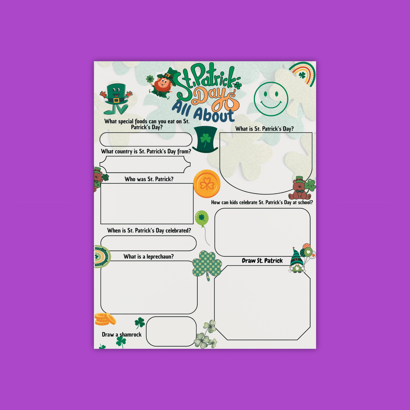st. patrick’s day worksheets & reading comprehension activities | march morning work printable pdf St. Patrick’s Day Worksheets & Reading Comprehension Activities for Kids – 1 Fun March Morning Work Printables | PDF - Image 3