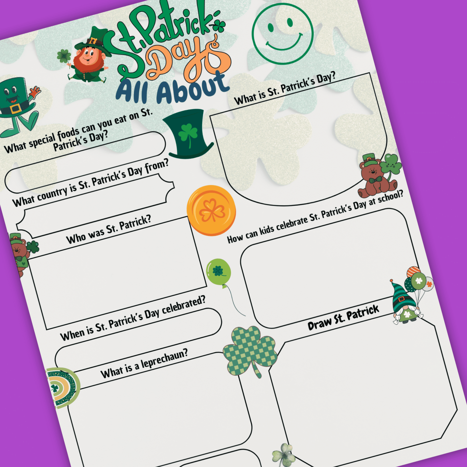 st. patrick’s day worksheets & reading comprehension activities | march morning work printable pdf St. Patrick’s Day Worksheets & Reading Comprehension Activities for Kids – 1 Fun March Morning Work Printables | PDF - Image 2