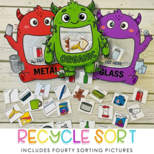 Earth Day recycling activity for kids printable