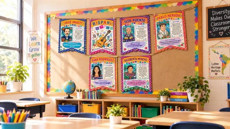 Pre-colored Hispanic Heritage Banner classroom display
