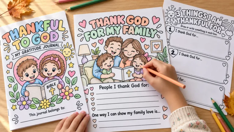 Fall gratitude activities for kids with thankful paper leaves, drawings, and handmade thank-you cards.