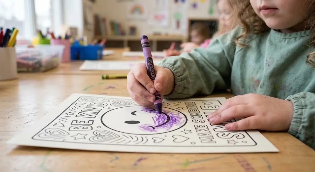 Child Free Kindness Cards coloring  Kindness Cards to practice fine motor skills